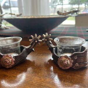 2 spurs votive Candle Holders